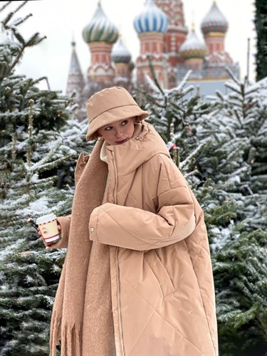 Куртка зимняя утеплённая оверсайз, цв. кэмел