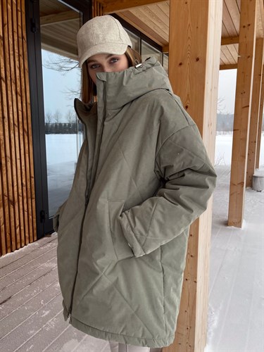 Куртка зимняя утеплённая оверсайз, цв. хаки
