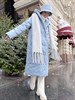 Пальто зимнее на мембране с капюшоном, цв.голубой - фото 8977