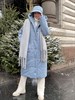 Пальто зимнее на мембране с капюшоном, цв.голубой - фото 8979