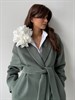 Пальто-кокон цвет серо-оливковый - фото 9474